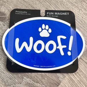 NWT! Blue White WOOF Oval Car Fridge Magnet for Dog Lovers Petco Gift